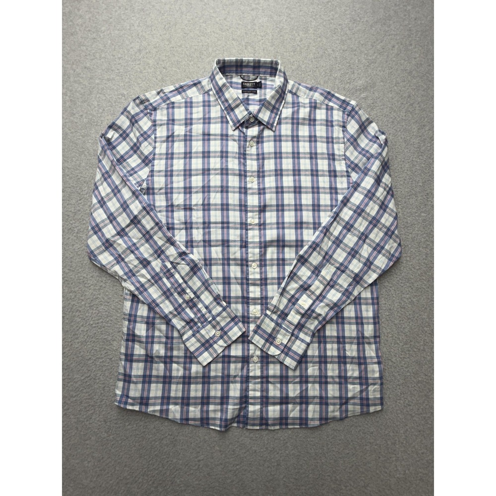 Faherty Reserve Movement Shirt Mens‎ XL Blue Plaid Long Sleeve Stretch Casual